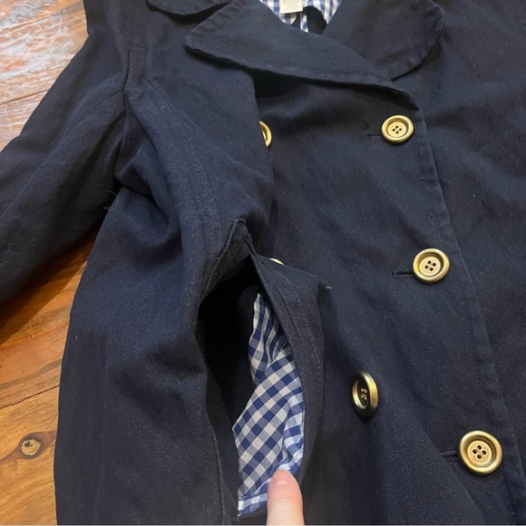 JCrew Women’s Indigo Blue Metallic ThreadDouble Breasted Peacoat Denim Jacket 12 - Picture 6 of 16